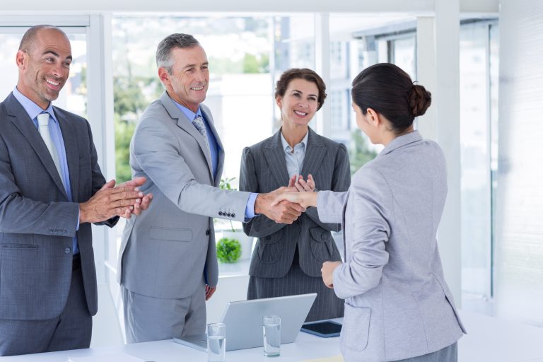 Having a successful meeting with a handshake