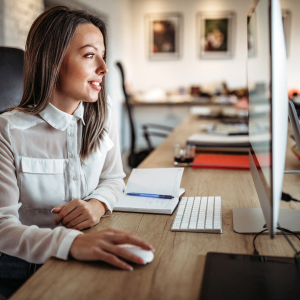 A business person taking a job assessment